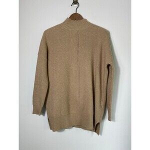 Miss Selfridge Camel Knit Sweater XS Mock Neck Longline Pullover